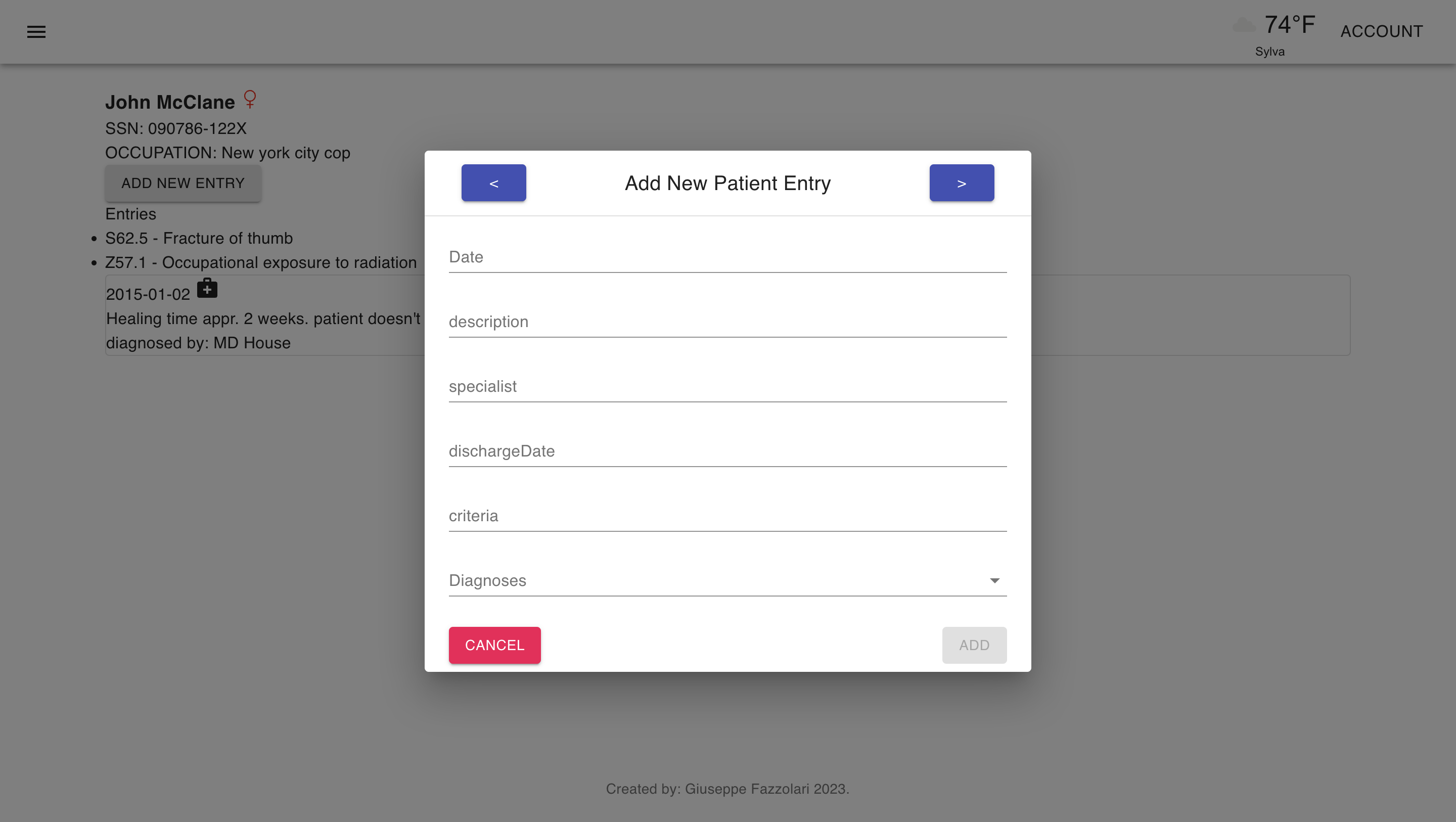 Patient Diagnoses App