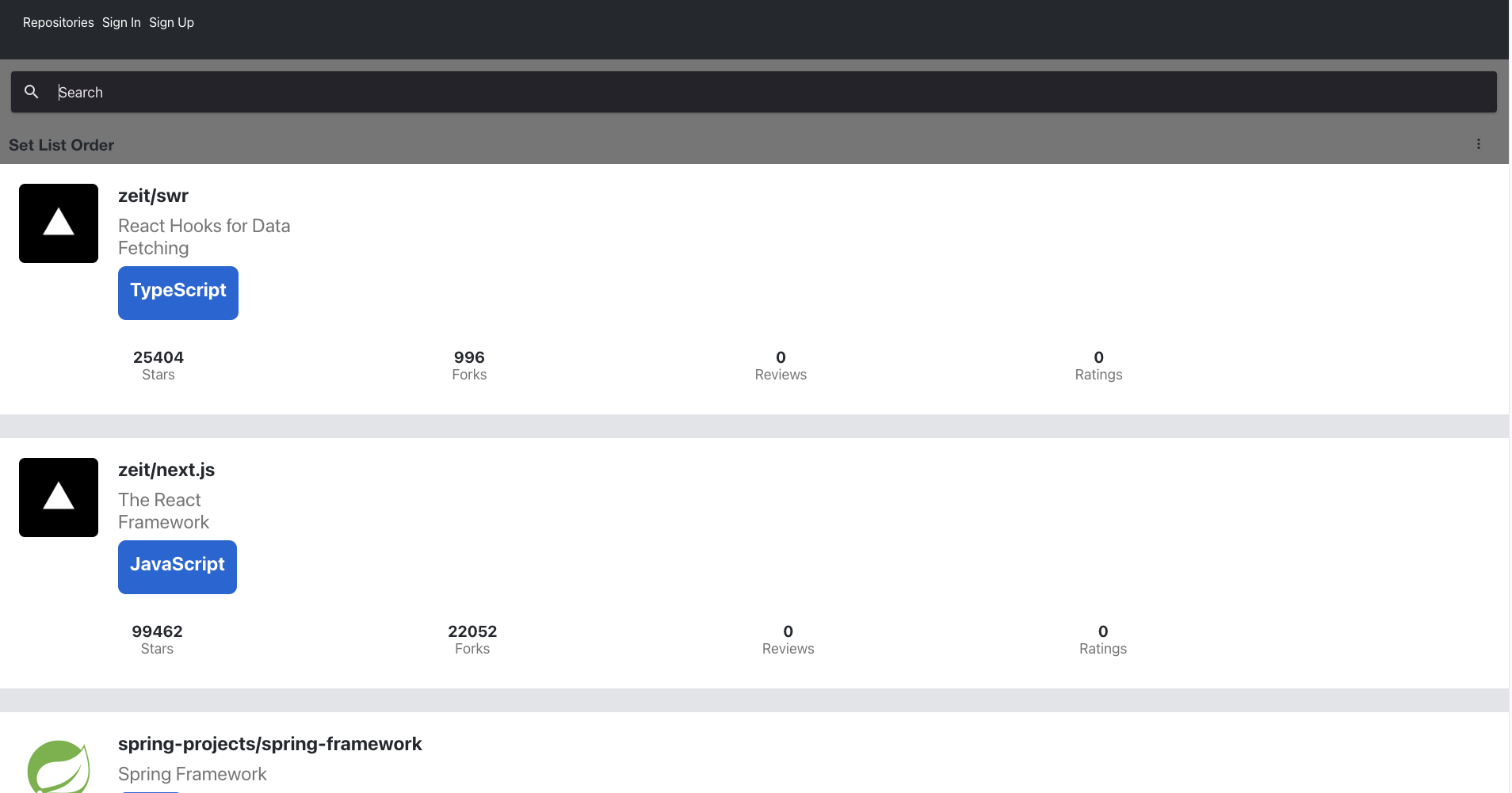Repository Rating App